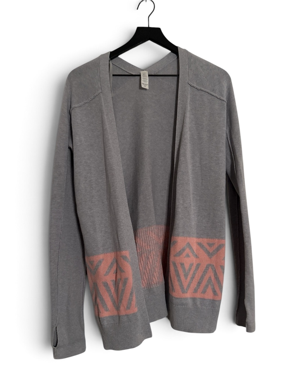 Ivivva Light Gray Sweater with Coral Geometric Hem